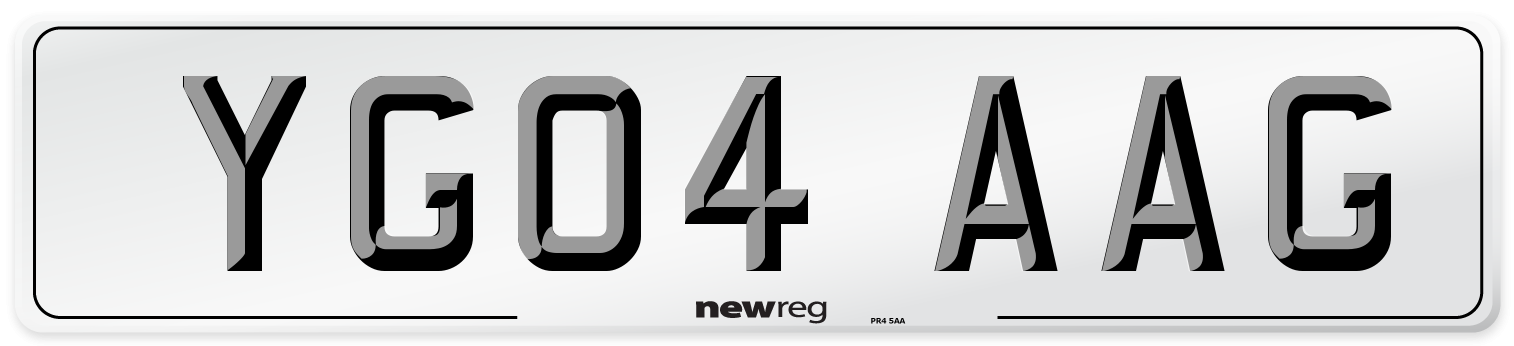 YG04 AAG Number Plate from New Reg